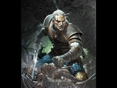 limitowany 136/1500 Wiedźmin Geralt Metalowy plakat displate