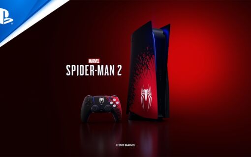 Spider-Man 2 z limitowną edycją konsoli PlayStation 5, kontrolera DualSense i oficjalnymi obudowami