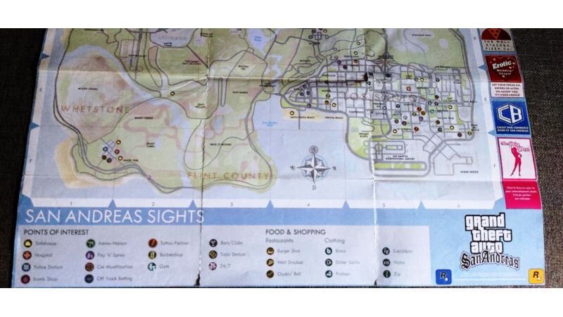 GTA Grand Theft Auto: San Andreas Plakat / Mapa