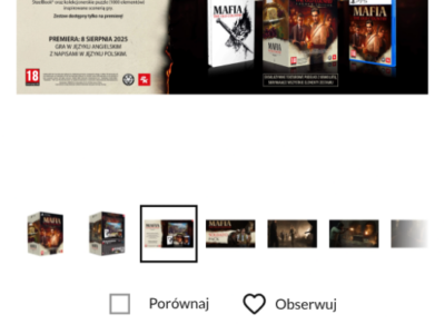 Kolekcjonerka Mafia the old country launch edition puzzle steelbook